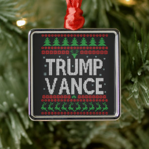 Trump Vance Republikeins lelijk kersttrui Xmas Metalen Ornament