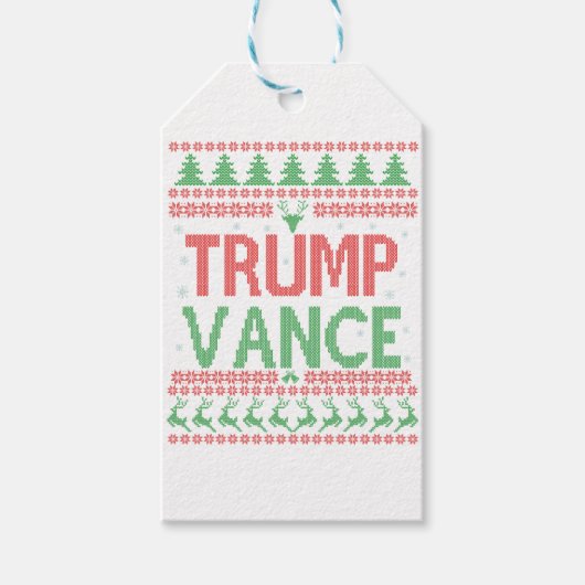 Trump Vance Republikeinse Lelijke Kersttrui Xmas Cadeaulabel (Voorkant)