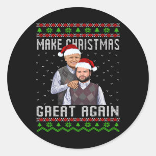 Trump Vance T-shirts Brothers Make Kerstmis Groot Ronde Sticker