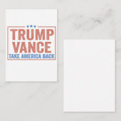 Trump Vance Take America Back Election Stemming US Notitiekaartje (Voorkant / Achterkant)