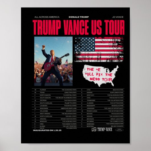 Trump Vance US Tour Poster (Voorkant)