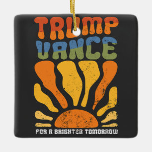 Trump Vance Voor een Helderdere Toekomst Retro Boh Keramisch Ornament