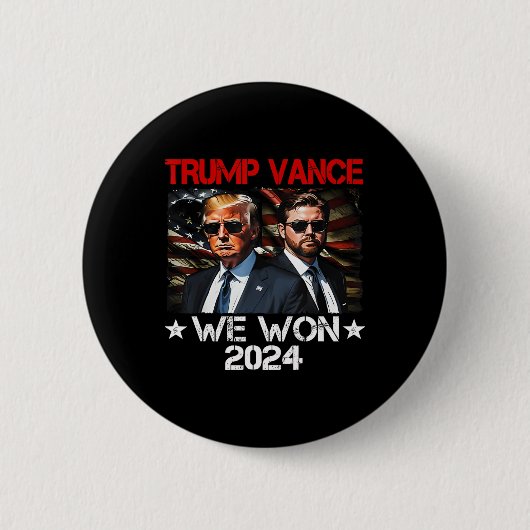 Trump Vance We Won Win Inauguratie Dag 2025 47e Ronde Button 5,7 Cm (Voorkant)