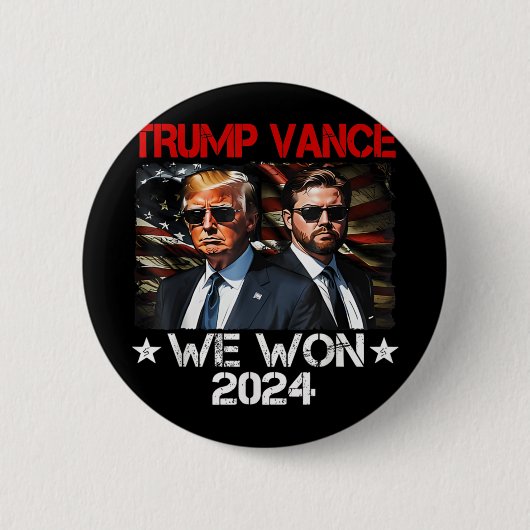 Trump Vance We Won Win Inauguration Day 2025 47th Ronde Button 5,7 Cm (Voorkant)