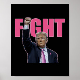Trump vecht tegen borstkanker bewustzijn Pink Ribb Poster