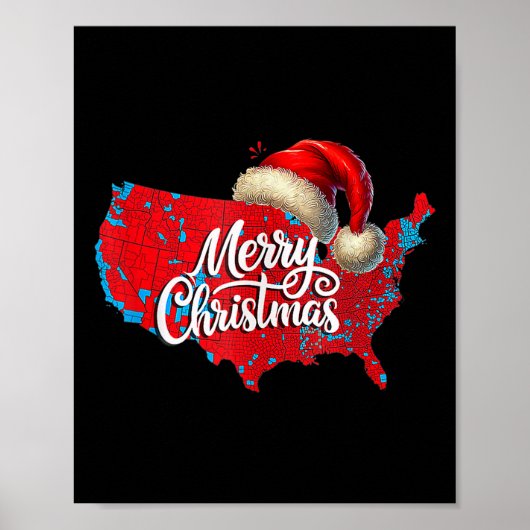 Trump Verkiezingskaart Vrolijk Kerstfeest Santa H Poster (Voorkant)