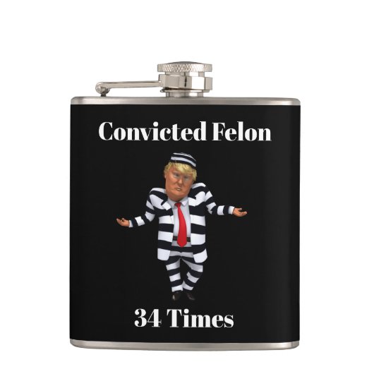 Trump veroordeelde misdadiger Flask Heupfles (Voorkant)