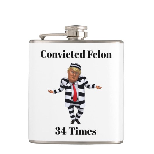 Trump veroordeelde misdadiger Flask Heupfles (Voorkant)
