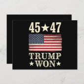 Trump veroverde in 2024 de 45 47ste President Amer Briefkaart (Voorkant / Achterkant)
