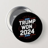 Trump veroverde in 2024 President 47e van het Witt Ronde Button 7,6 Cm (Voorkant /achterkant)