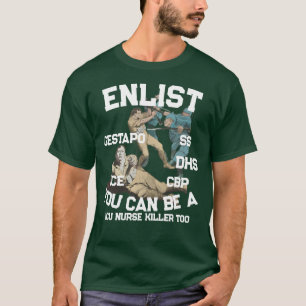 TRUMP VERPLEEGSTER MOORDENAARS LAARZEN DRAGERS MOO T-SHIRT
