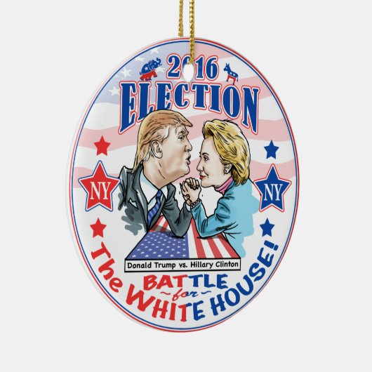 Trump versus Hillary 2016 Keramisch Ornament (Rechts)
