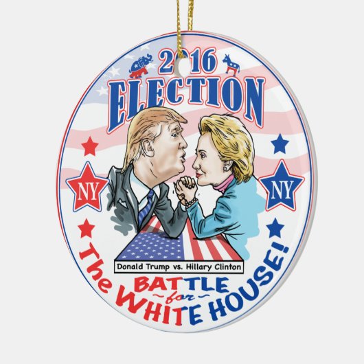 Trump versus Hillary 2016 Keramisch Ornament (Links)