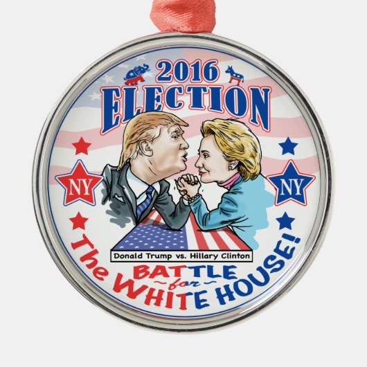 Trump versus Hillary 2016 Metalen Ornament (Voorkant)