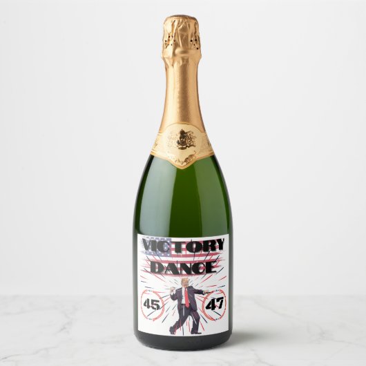 Trump Victory Dance Eten en Drinken Label Set Sparkling Wijnetiket (Voorkant)