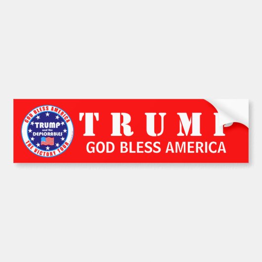 Trump Victory Tour Red Pro God Bless America Bumpersticker (Voorkant)