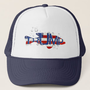 Trump vlag vis in bubbels trucker pet