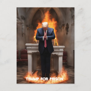 Trump voor de gevangenis Trump bidt in een kerk Briefkaart