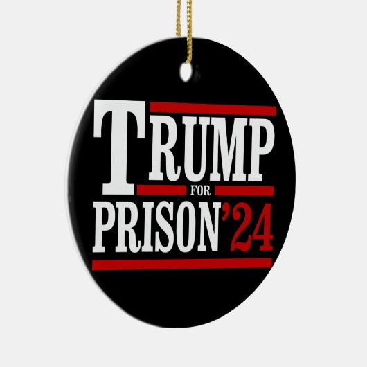 Trump voor gevangenis '24 keramisch ornament (Rechts)