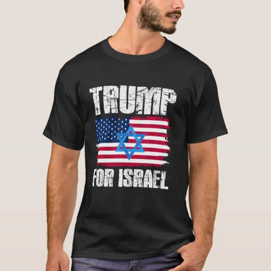 Trump voor Israël Republikeinse Joodse Donald Tru T-shirt (Voorkant)