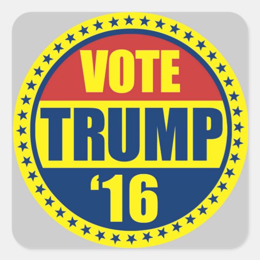 TRUMP VOOR PRESIDENT 2016 VIERKANTE STICKER (Voorkant)