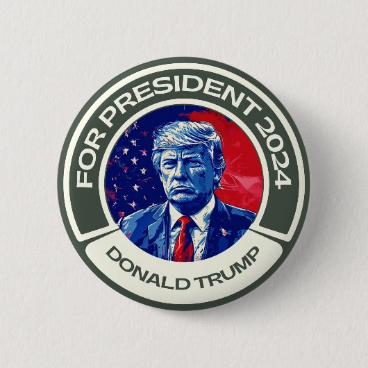 Trump voor president 2024 ronde button 5,7 cm (Voorkant)
