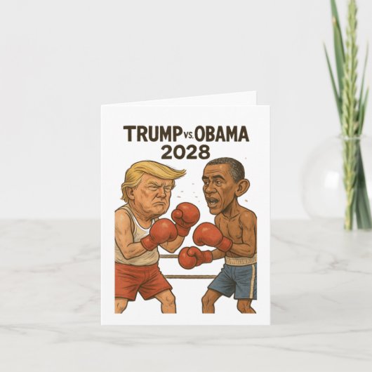 Trump vs Obama 2028 bokswedstrijd grappig Kaart (Voorkant)