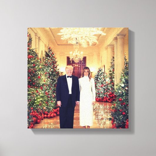 Trump VS-president Witte Huis Kerstmis Canvas Afdruk (Voorkant)