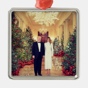 Trump VS-president Witte Huis Kerstmis Metalen Ornament