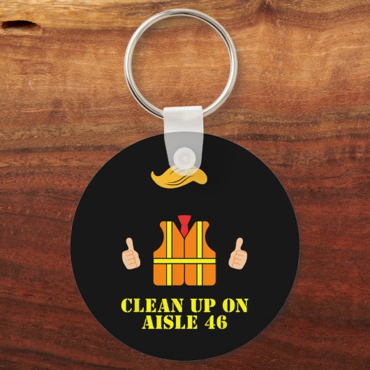 Trump vuilnis Man veiligheidsvest opruimen op gang Sleutelhanger (Voorkant)