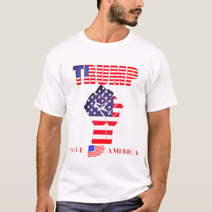 Trump Vuist in de Lucht Amerika Burgeroorlog Wit R T-shirt