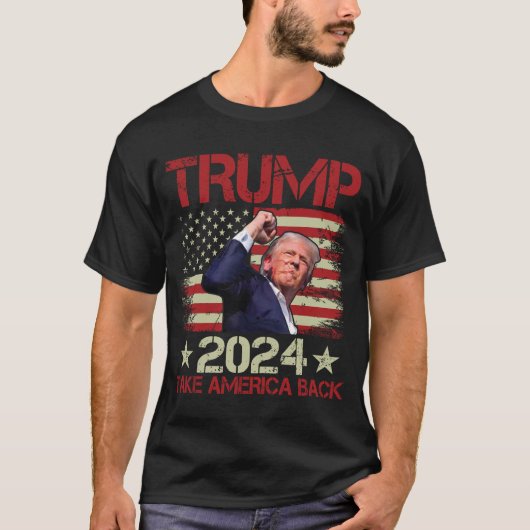 Trump vuistpomp neergeschoten op Trump 2024 overle T-shirt (Voorkant)