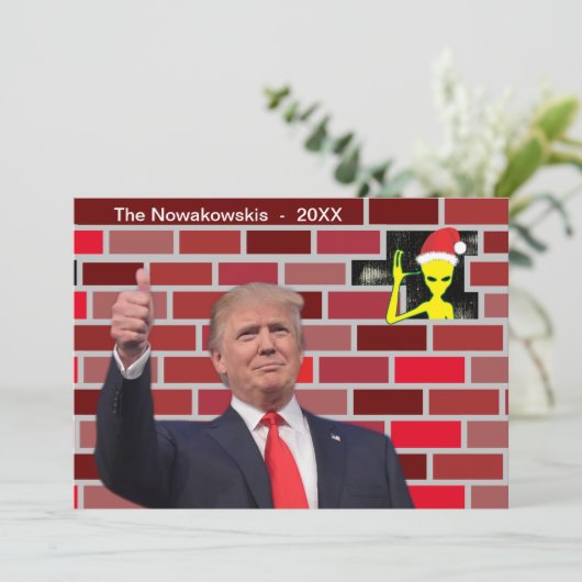 Trump Wall Kerstmis Kaart (Staand voorkant)