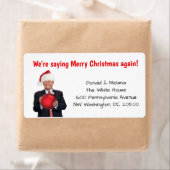 Trump: we zijn weer gezegde vrolijk kerstfeest etiket (Insitu)