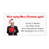 Trump: we zijn weer gezegde vrolijk kerstfeest etiket (Voorkant)