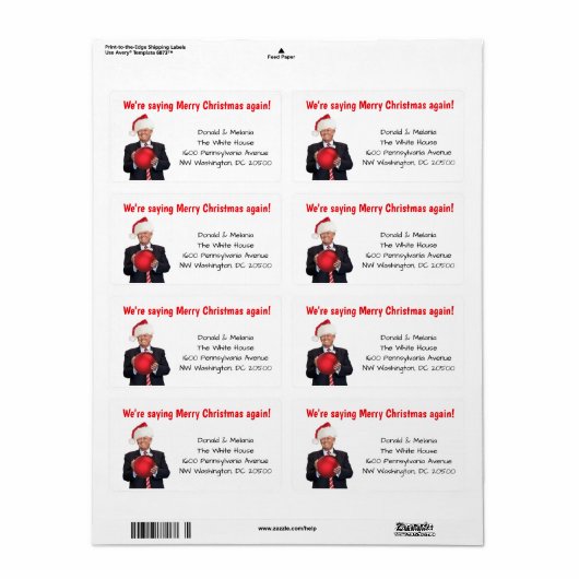 Trump: we zijn weer gezegde vrolijk kerstfeest etiket (Full Sheet)