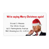 Trump: we zijn weer gezegde vrolijk kerstfeest etiket (Voorkant)
