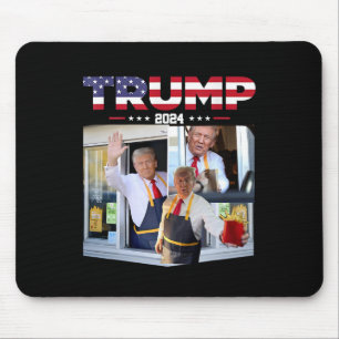 Trump werkt bij drive-thru fastfoodmedewerker Fran Muismat