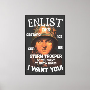 TRUMP WERVT SS ICU DHS ICE CBP MOORDENAARS CANVAS AFDRUK