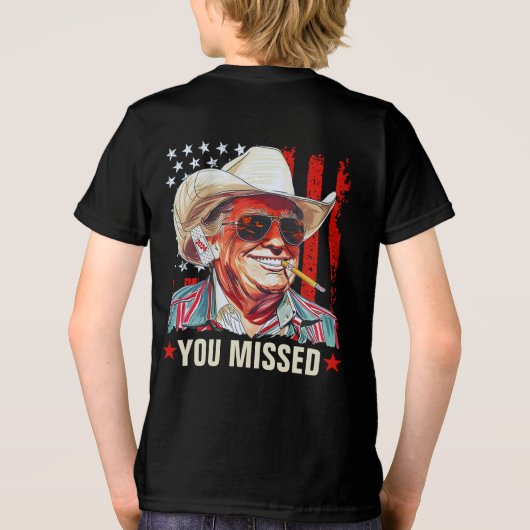 Trump Western Cowboy Je hebt Trump 2024 gemist Tri-Blend Shirt (Achterkant)
