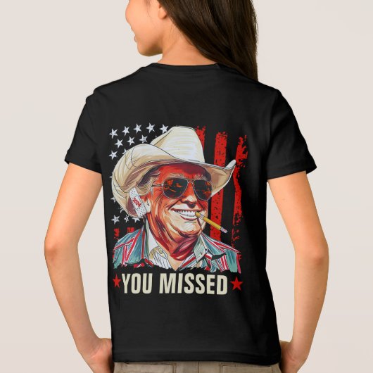 Trump Western Cowboy Je hebt Trump 2024 gemist Tri-Blend Shirt (Achterkant)