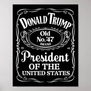 Trump Whiskey Bottle Label Trump 47e President 20 Poster