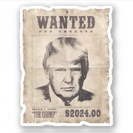 Trump wilde Poster - gezocht voor verraad Sticker (Voorkant)