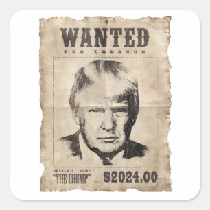Trump wilde Poster - gezocht voor verraad Vierkante Sticker