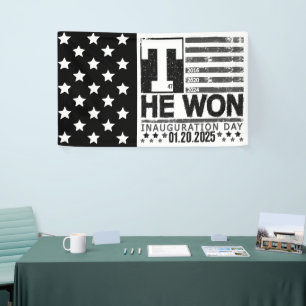Trump wint 2024 20 januari 2025 Inauguratiedag Spandoek