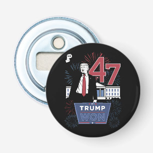 Trump Wint 2024 President 47 Amerika VS Button Flesopener
