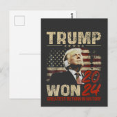 Trump wint grootste terugkeer in 2024 in de geschi briefkaart (Voorkant / Achterkant)