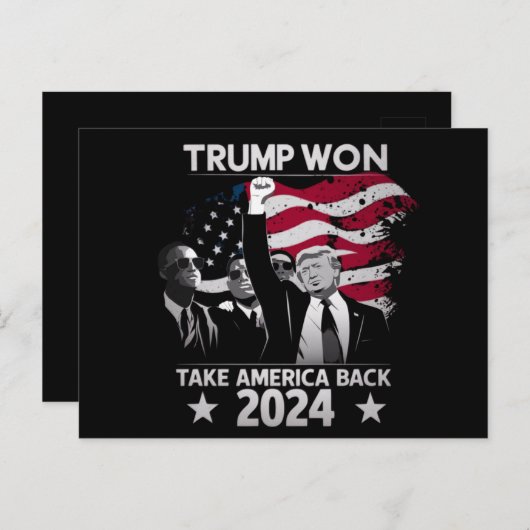 Trump wint opnieuw en neemt Amerika terug in 2024 Briefkaart (Voorkant / Achterkant)