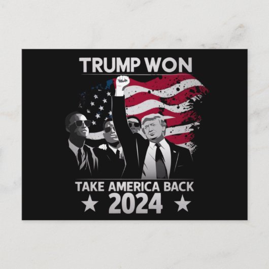 Trump wint opnieuw en neemt Amerika terug in 2024 Briefkaart (Voorkant)
