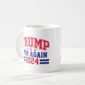 Trump wint opnieuw in 2024 koffiemok (Voorkant links)